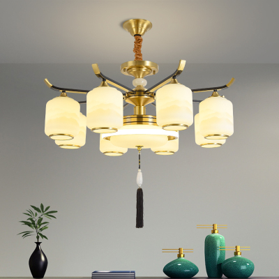 克罗斯塔 新中式吊灯轻奢大气客厅吊灯中国风禅意餐厅卧室灯罩朝下家用灯具