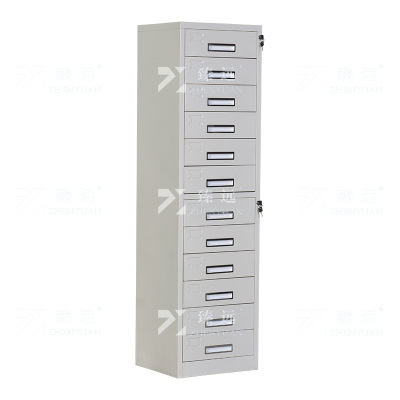 臻远ZY5011003钢制矮柜抽屉柜多抽资料柜储物收纳柜 竖十二斗柜