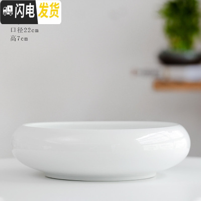 三维工匠陶瓷批发无孔水培容器铜钱碗莲睡莲多肉家用特大号 白瓷大号 大花盆容器