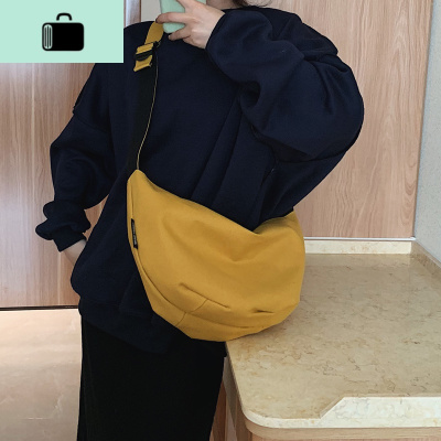 包包女2020新款时尚休闲帆布包ins网红韩版百搭单肩斜挎包饺子包NEW LAKE女斜挎包