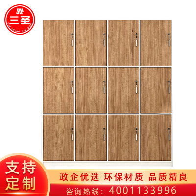 三圣 办公家具木质更衣柜板式员工储物柜带锁鞋柜储物柜健身房游泳馆浴池浴室存衣柜12门