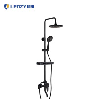 韧知 明装 花洒 叉子-黑色冷热款-圆顶/套