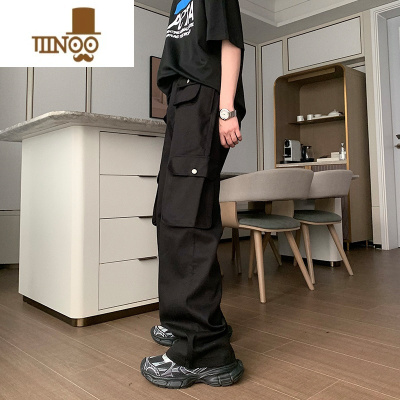 YANXUHualun夏天美式工装裤潮牌阔腿长裤男生痞帅高街oversize裤子