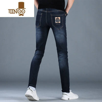 YANXU欧货高端2023年夏季薄款蓝色牛仔裤男士修身小脚韩版潮牌休闲裤男