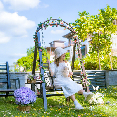 紫叶秋千户外摇椅铁艺吊床吊椅花园庭院秋千床室外院子户外秋千椅