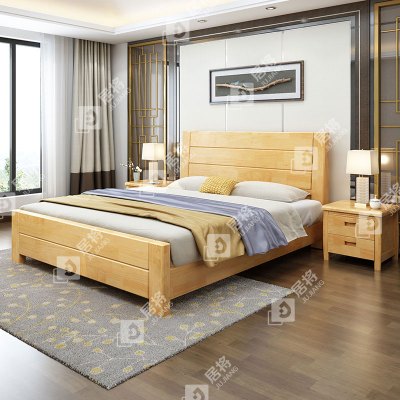 居将 JJ4012009 实木床双人床宿舍公寓床 1.8米床含1个床头柜
