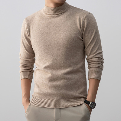 毛衣男秋冬新款特种纱半高领纯色休闲打底男士针织衫