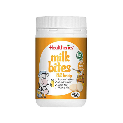 Healtheries 贺寿利 干吃高钙奶片咀嚼片 蜂蜜味 50片 1瓶装 牛奶片咬咬片 幼儿儿童零食补钙 澳洲进口