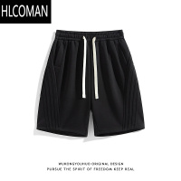 HLCOMAN潮牌夏季条纹抽绳运动五分卫裤男女复古宽松百搭休闲短裤