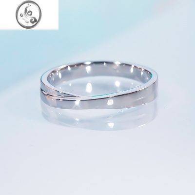 JiMi白金情侣对戒莫桑石小排钻戒扭臂小蛮腰婚戒莫比乌斯素圈戒指