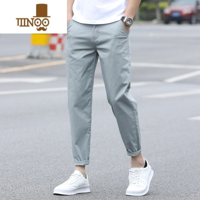 YANXU休闲裤男装弹力夏季薄款九分裤加肥加大码潮胖子肥佬200斤长裤子