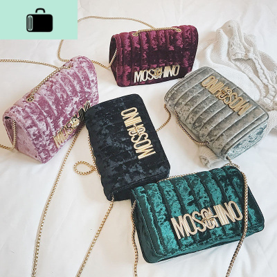 丝绒包包女斜跨韩版链条单肩包ins快手抖音小方包秋冬新款斜跨包NEW LAKE女士单肩包