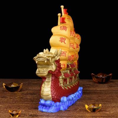 美帮汇一帆风顺帆船摆件 铜龙头船客厅家居装饰品鸿运当头