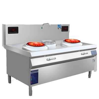 瑞宇牌商用电磁双炒单温炒灶1800*1000*800+400/380V/50HZ/15Kw*2配500炒锅2个