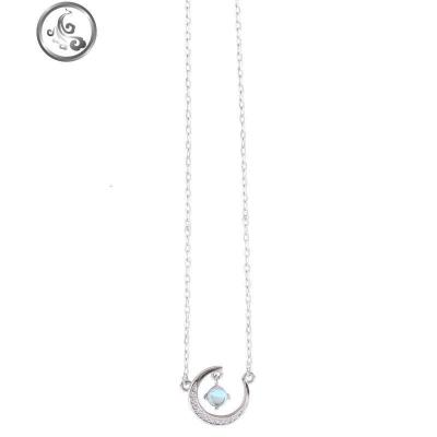 925纯银月光石项链女ins简约气质网红月亮吊坠轻奢小众锁骨链 JiMi