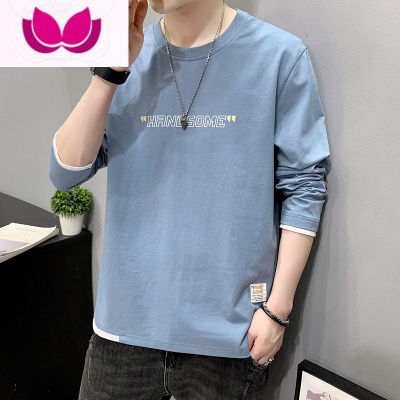 七斓男士长袖T恤2023春季新款宽松体恤打底衫卫衣休闲上衣服