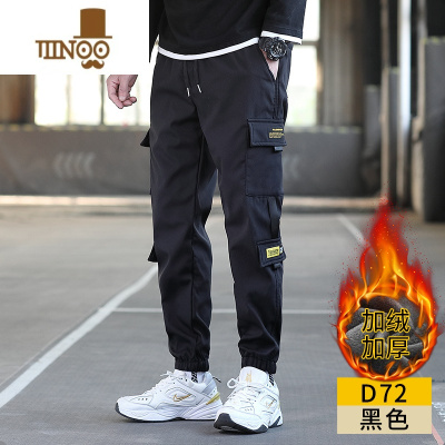 YANXU男士休闲裤新款韩版潮牌加绒加厚宽松工装裤潮流迷彩长裤子