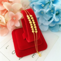 时尚仿金手链女 镀金仿沙金双层转运珠手链 光面磨砂久不掉色手链送女朋友老婆情人节七夕生日礼物