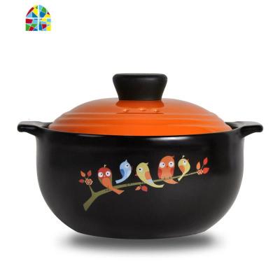 砂锅炖锅陶瓷明火家用可高温煲汤煲仔饭汤锅带盖砂锅健康 FENGHOU 大树与鸟2.2L高汤砂锅
