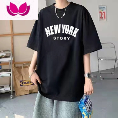 七斓夏季ins韩版短袖t恤男装宽松学生上衣男士美式复古潮牌打底衫