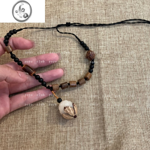 JiMi国风禅意~木珠菩提挂件 平安项链 新中式复古小众设计长款颈链配 白玉菩提项链