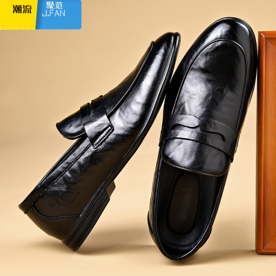 聚范男士年轻款商务正装休闲鞋秋季透气薄款男鞋软底乐福鞋