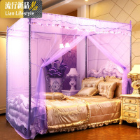 网红公主蚊帐单开1.8m床家用1.5免安装老式床帘一体式1.2米双层 三维工匠