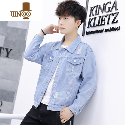 YANXU男士款牛仔夹克男潮2023年新款秋季薄款上衣韩版潮流褂子外套