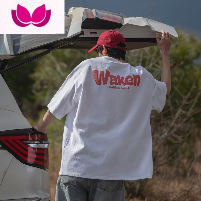 七斓@270g发泡印花短袖T恤男夏季潮牌宽松男生体恤