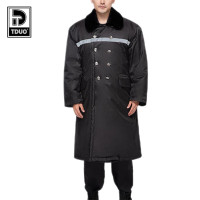 Tduo棉大衣防风加长棉衣防寒加厚军大衣D27 件 黑色