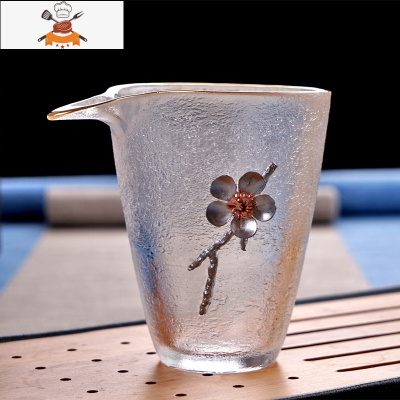 日式梅花整套功夫茶具套装家用耐热玻璃泡茶壶茶杯茶道锤纹烧水壶 梅花公道杯 敬平