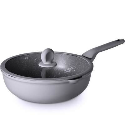 [新品]炊大皇不粘锅30cm炒锅麦饭石色家用炒菜锅平底锅具电磁炉燃气煤气灶明火通用CG30XK星空灰