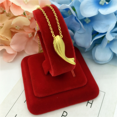 时尚新款越南沙金项链欧币金磨砂小鱼吊坠镀金项链男女款仿金饰品送女朋友老婆情人节七夕生日礼物