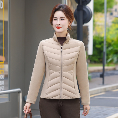 中老年女装50岁显瘦妈妈棉服时尚内搭棉衣女冬季保暖拼接款冬季女