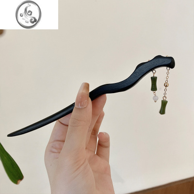 JiMi气质中式盘发簪古风高级感丸子头发饰简约竹节步摇簪子雅头饰