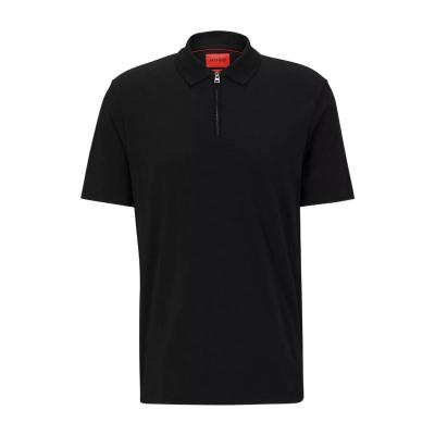 Hugo boss男士黑色短袖半拉链Polo衫舒适透气休闲百搭款