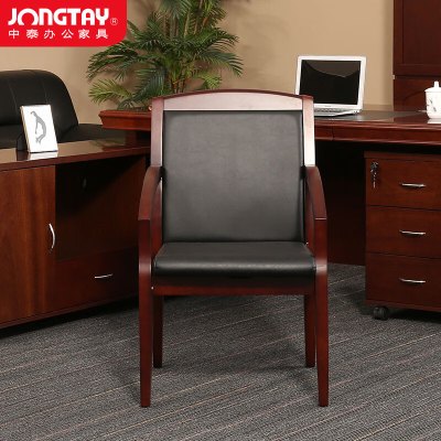 中泰(jongtay)中式领导会议椅胡桃木培训椅带扶手职员西皮班椅老板椅办公电脑椅 J-WF69C9-HE