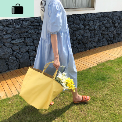 大容量包包女2020夏季新款奶油托特包百搭软皮复古单肩包购物袋NEW LAKE 拿坡里黄女斜挎包