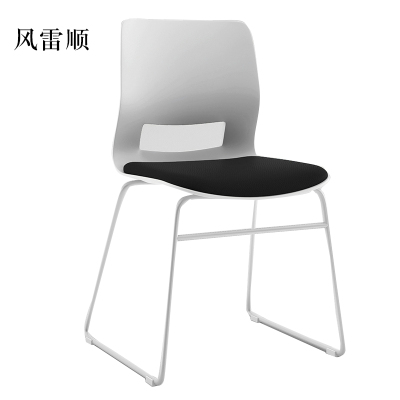 风雷顺培训会议椅弓形椅洽谈椅无扶手黑色软包椅