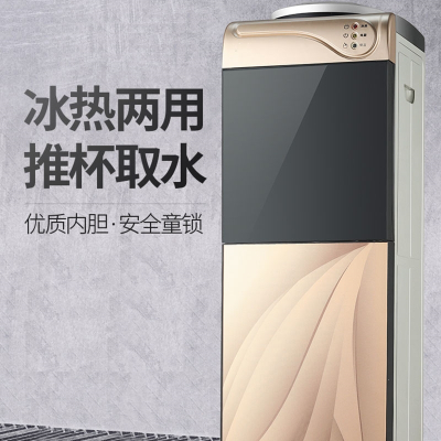 纳丽雅(Naliya)饮水机家用立式制冷制热冷热台式办公室桶装水冰温热新款_土豪金_冰温热