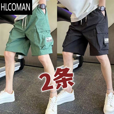 HLCOMAN夏季速干短裤男工装大口袋五分裤休闲宽松外穿贴标大裤衩中裤男裤