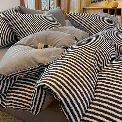 简约全棉磨毛床上四件套纯棉新款秋冬床品床单人被套三件套床笠_102