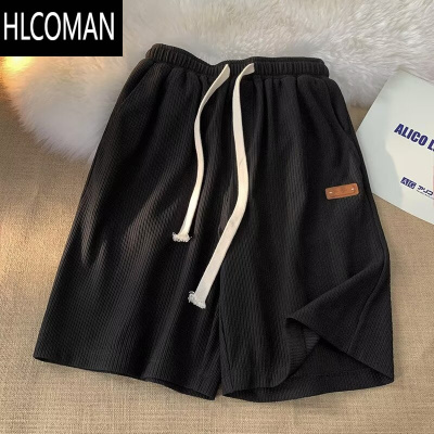 HLCOMAN夏季宽松透气速干冰丝五分裤皮标垂感潮流薄款青少年学生短裤男女