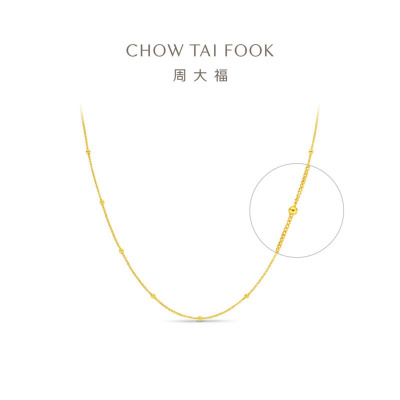 周大福小光珠满天星素链基础链毛衣链足金黄金项链计价(工费360元)EOF1627