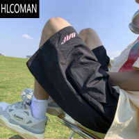 HLCOMAN速干运动短裤男夏季薄款美式宽松休闲沙滩裤高街潮牌透气五分裤子