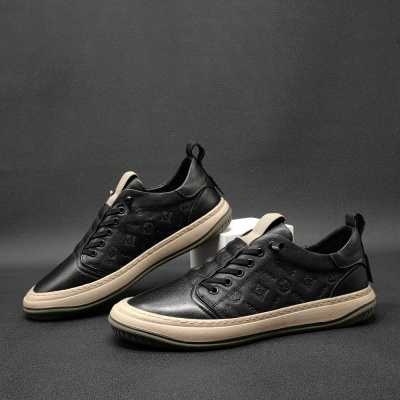 头层牛皮男板鞋欧洲站男鞋潮鞋真皮男士软底休闲鞋百搭男生平板鞋