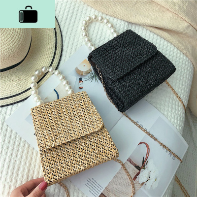 包包女2019新款民族风珍珠编织手提包编沙滩单肩女包潮NEW LAKE女士单肩包