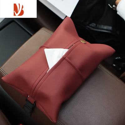 三维工匠车载纸巾盒汽车用创意车内装饰品抽纸盒车内扶手箱高级感纸抽盒 酒红色-车载款