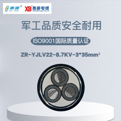 秦源牌 ZR-YJLV22 8.7KV 3*35mm²铝芯钢带铠装阻燃电力电缆 元/米 定制商品 联系客服