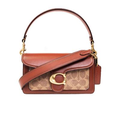 COACH时尚女款牛皮按扣单肩包多功能口袋设计便携实用